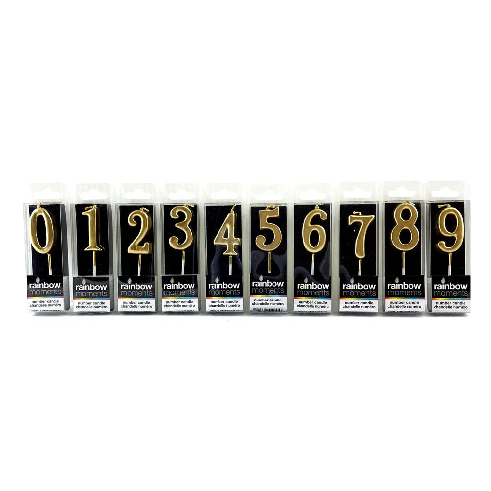 Mini Gold Number Candles