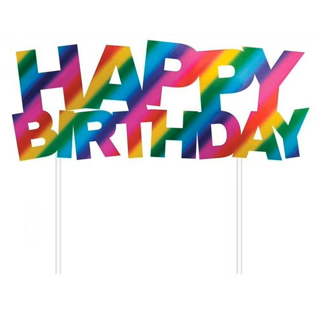 Metallic Rainbow "Happy Birthday" Cake Topper