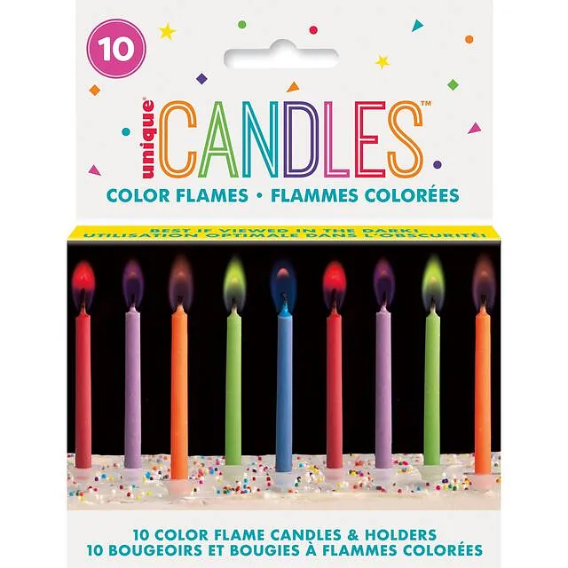 10pk Color Flame Candles