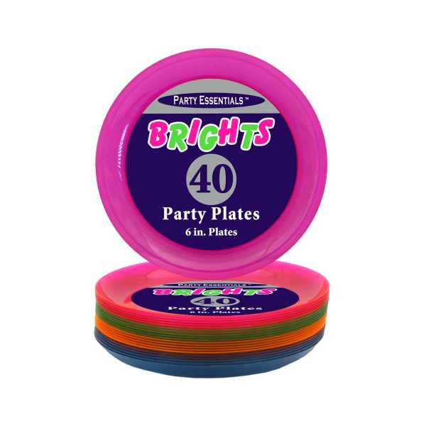 6" Assorted Neon Plates