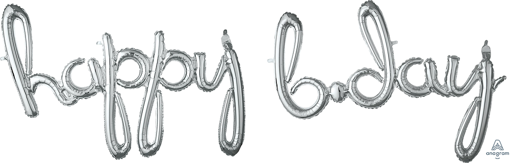 Happy B-Day Script - Silver